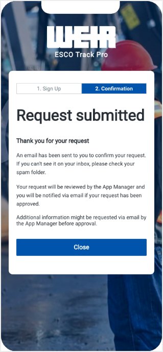 Mobile request submitted screen