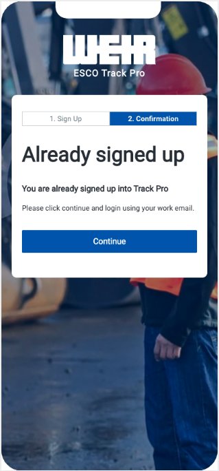 Mobile screen showing the user is already signed up